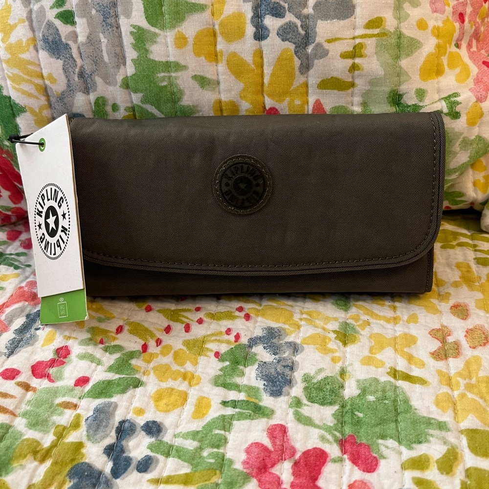 Olive Green Kipling Wallet NWT